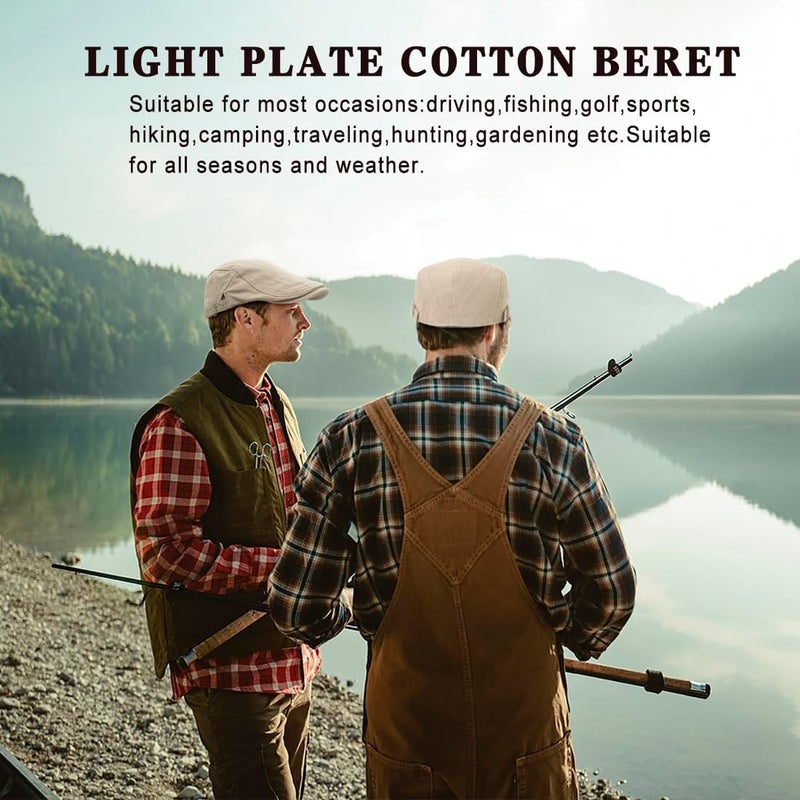 Xinveen Newsboy Hats for Men Flat Cap Cotton Adjustable Breathable Irish Cabbie Ivy Driving Hunting Hat - Image 4